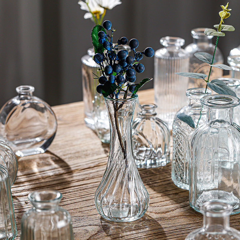 Nordic medieval mini vase flower arrangement ins wind glass high sense and high value ornaments light luxury European vase
